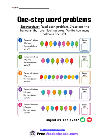 Balloon Counting Worksheet