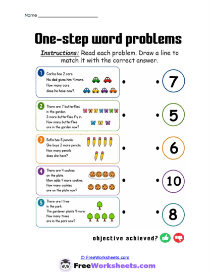 Math Matches Worksheet