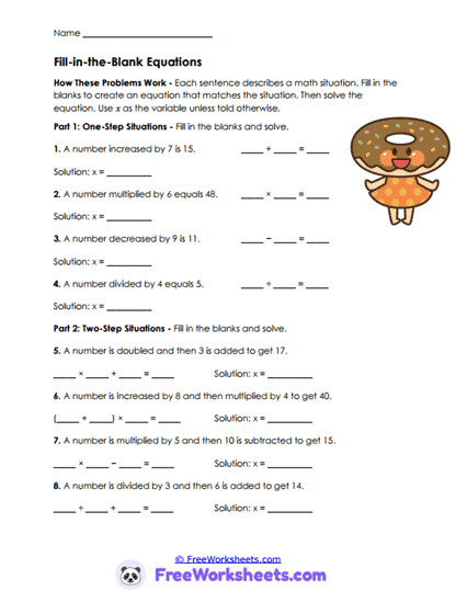 Blank Equations Worksheet