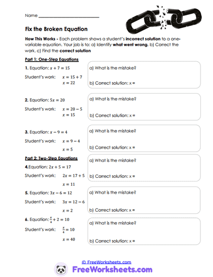 Error Detectives Worksheet