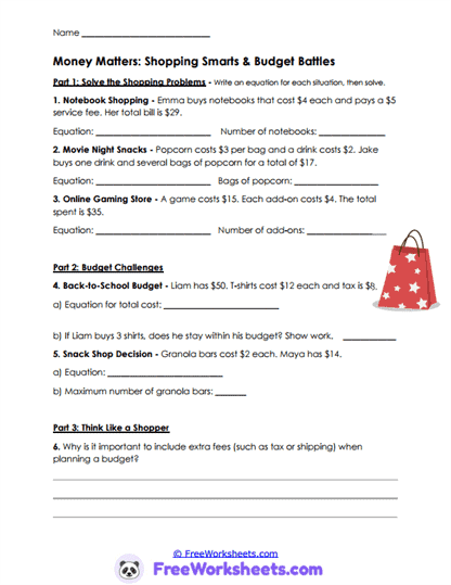 Budget Battles Worksheet