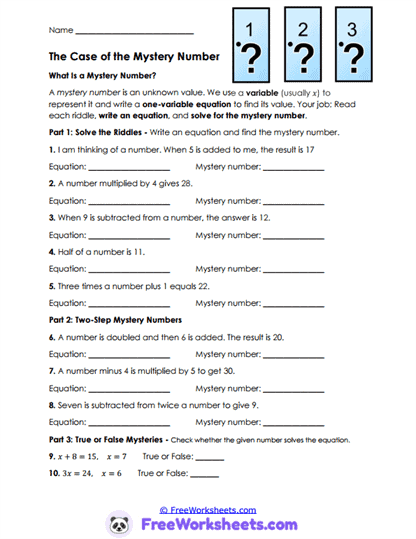Mystery Clues Worksheet