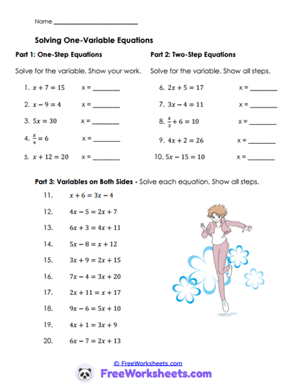 Equation Practice Worksheet