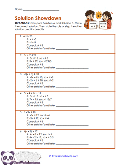 Solution Duel Worksheet