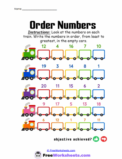 Sorting Numbers Worksheet
