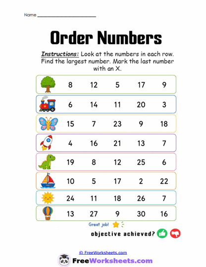 Largest Number Worksheet