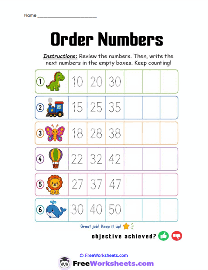 Count Ahead Worksheet