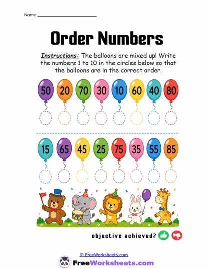 Balloon Order Worksheet
