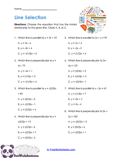 Line Choices Worksheet