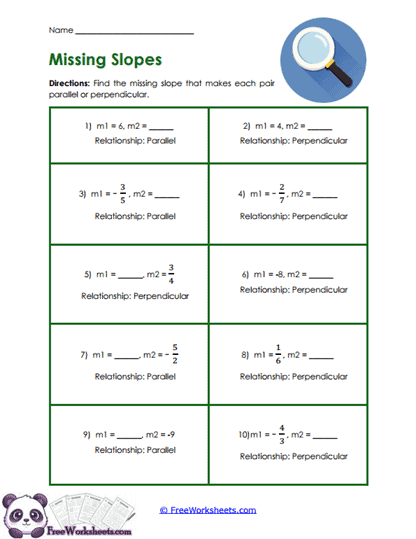 Missing Slopes Worksheet