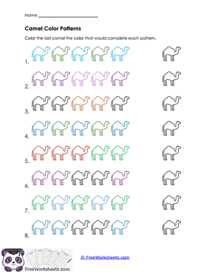 Camel Colors Worksheet