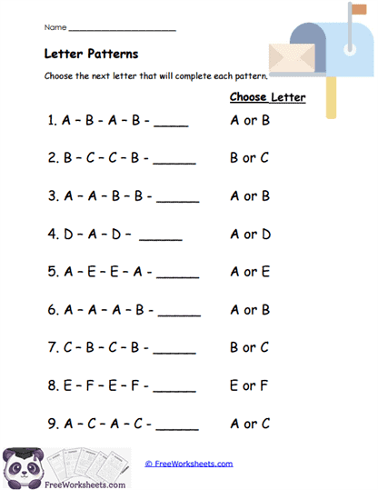 Letter Patterns Worksheet
