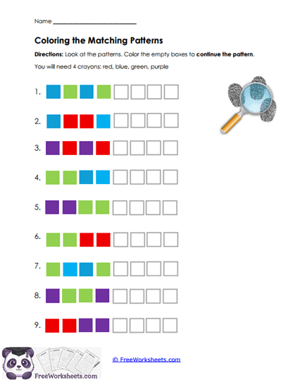 Color Patterns Worksheet