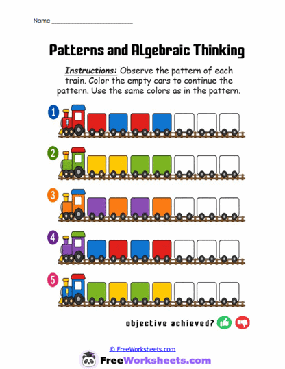 Color Trains Worksheet