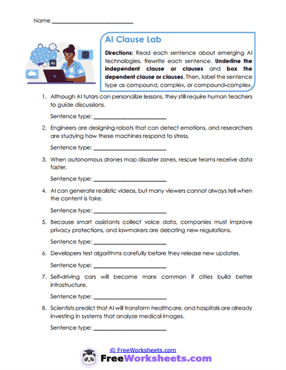 Clause Detective Worksheet