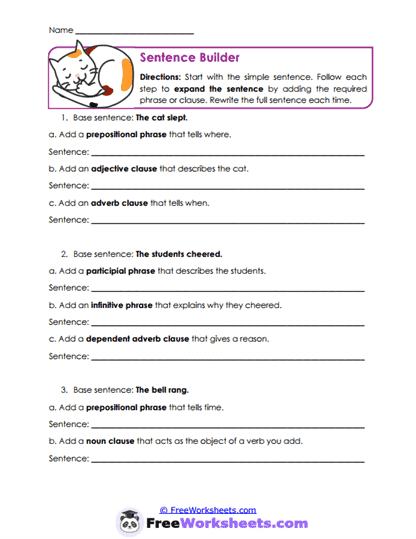 Sentence Expansion Worksheet