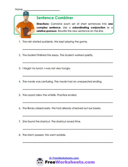 Clause Combining Worksheet