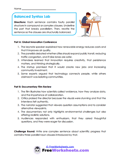 Clause Choice Worksheet