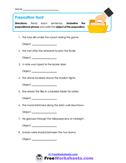Preposition Practice Worksheet
