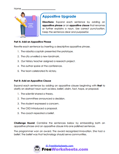 Clause Expansion Worksheet
