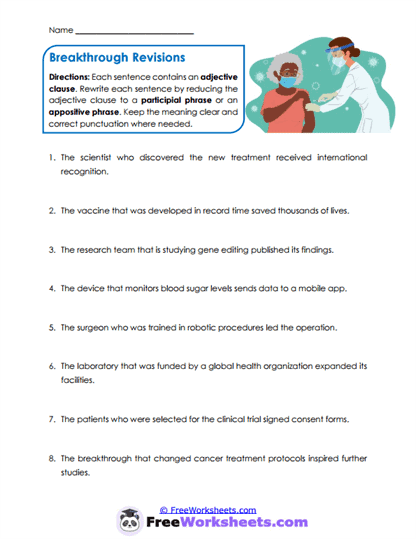Clause Revisions Worksheet