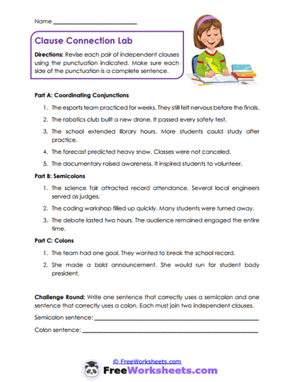 Clause Revision Worksheet