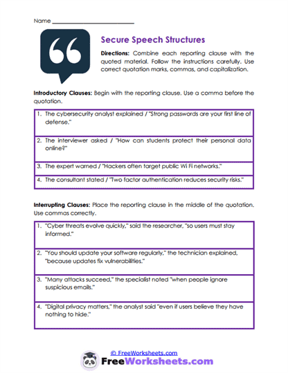 Quote Mechanics Worksheet