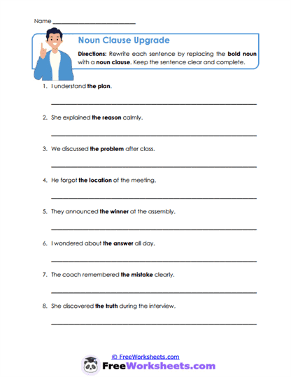 Clause Replacement Worksheet