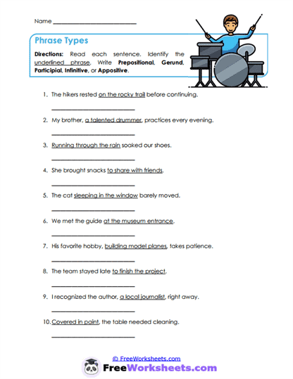 7th Grade Phrases and Clauses Worksheet Collection
