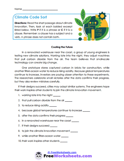 Grade 10 Phrases and Clauses Worksheet Collection