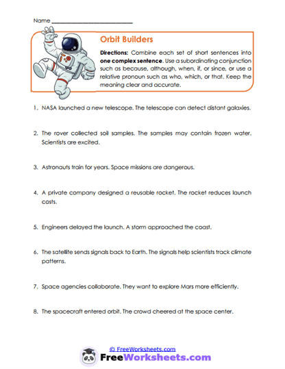 Sentence Fusion Worksheet