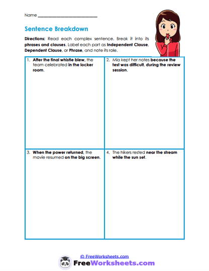 Sentence Mapping Worksheet