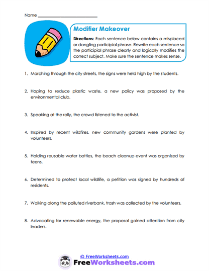 Modifier Repair Worksheet