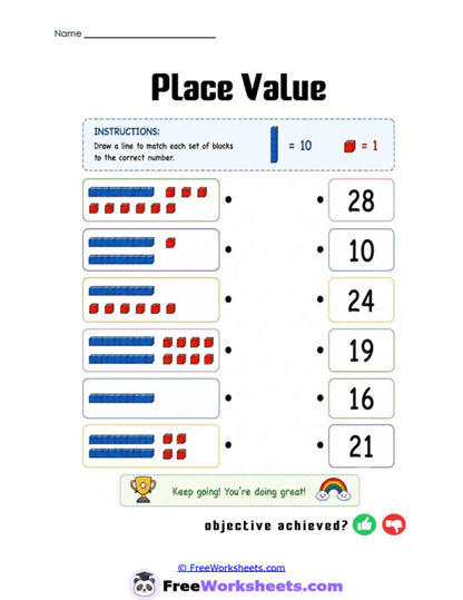 Block Values Worksheet