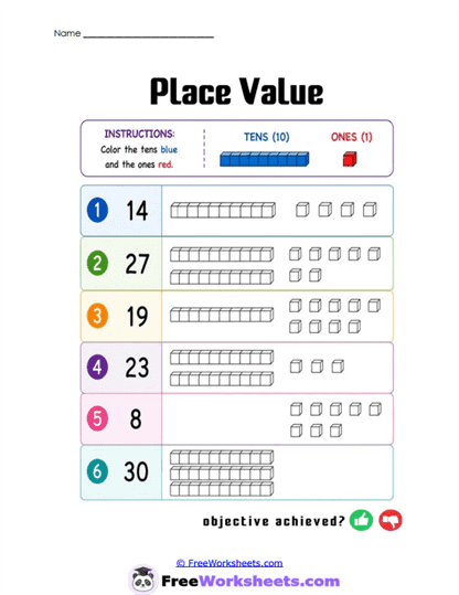 Color Values Worksheet