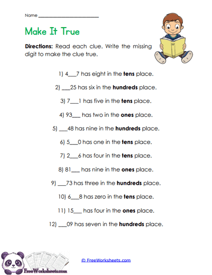 Digit Clue Fix Worksheet