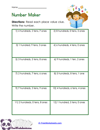Number Builder Worksheet