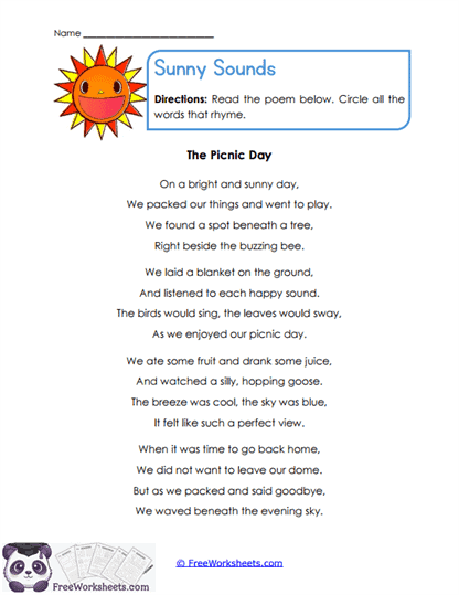 Sunny Sounds Worksheet