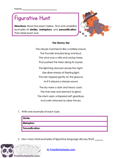 Figurative Hunt Worksheet