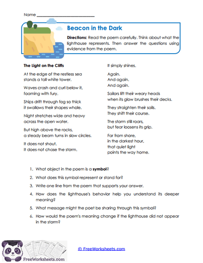 Beacon in the Dark Worksheet