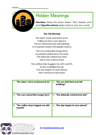 Hidden Meanings Worksheet