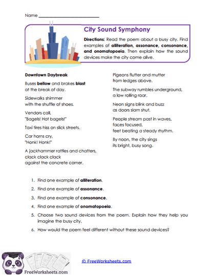 City Sound Symphony Worksheet