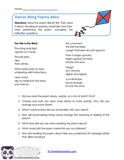 Voices Bring Poems Alive Worksheet