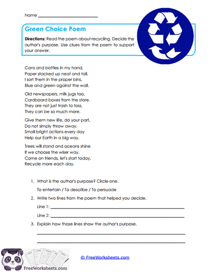 Purpose Clues Worksheet