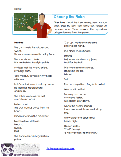 Chasing the Finish Worksheet