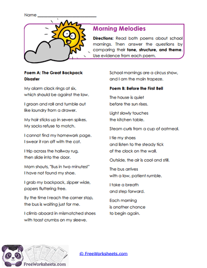 Morning Melodies Worksheet