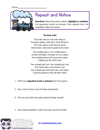 Repeat and Notice Worksheet