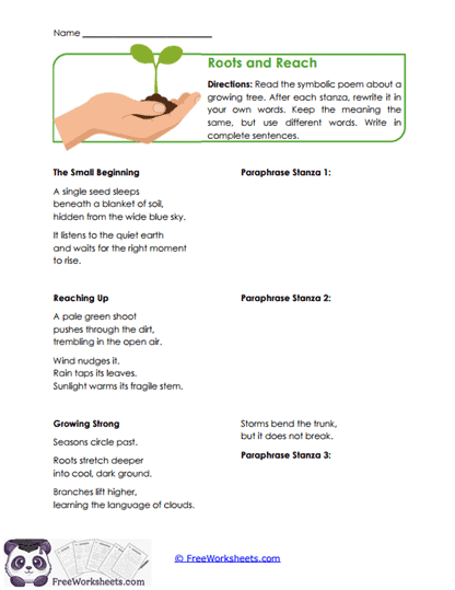 Roots and Reach Worksheet