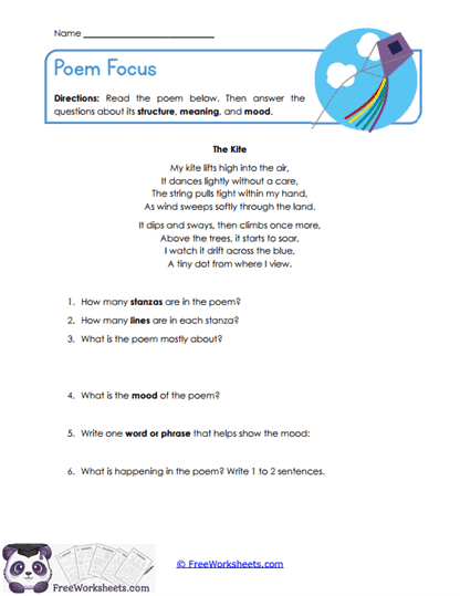 Poem Focus Worksheet