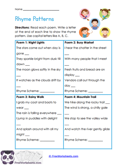 Rhyme Patterns Worksheet